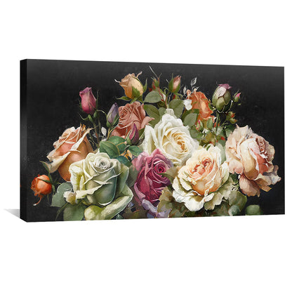Elegant Floral Oil Painting - Romantic Bouquet of Roses on Canvas for Home Decor
