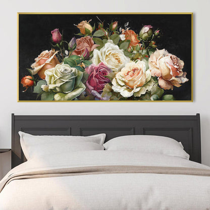 Elegant Floral Oil Painting - Romantic Bouquet of Roses on Canvas for Home Decor