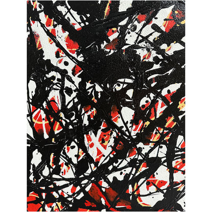 Abstract Oil Painting with Bold Red and Black Brush Strokes for Modern Decor