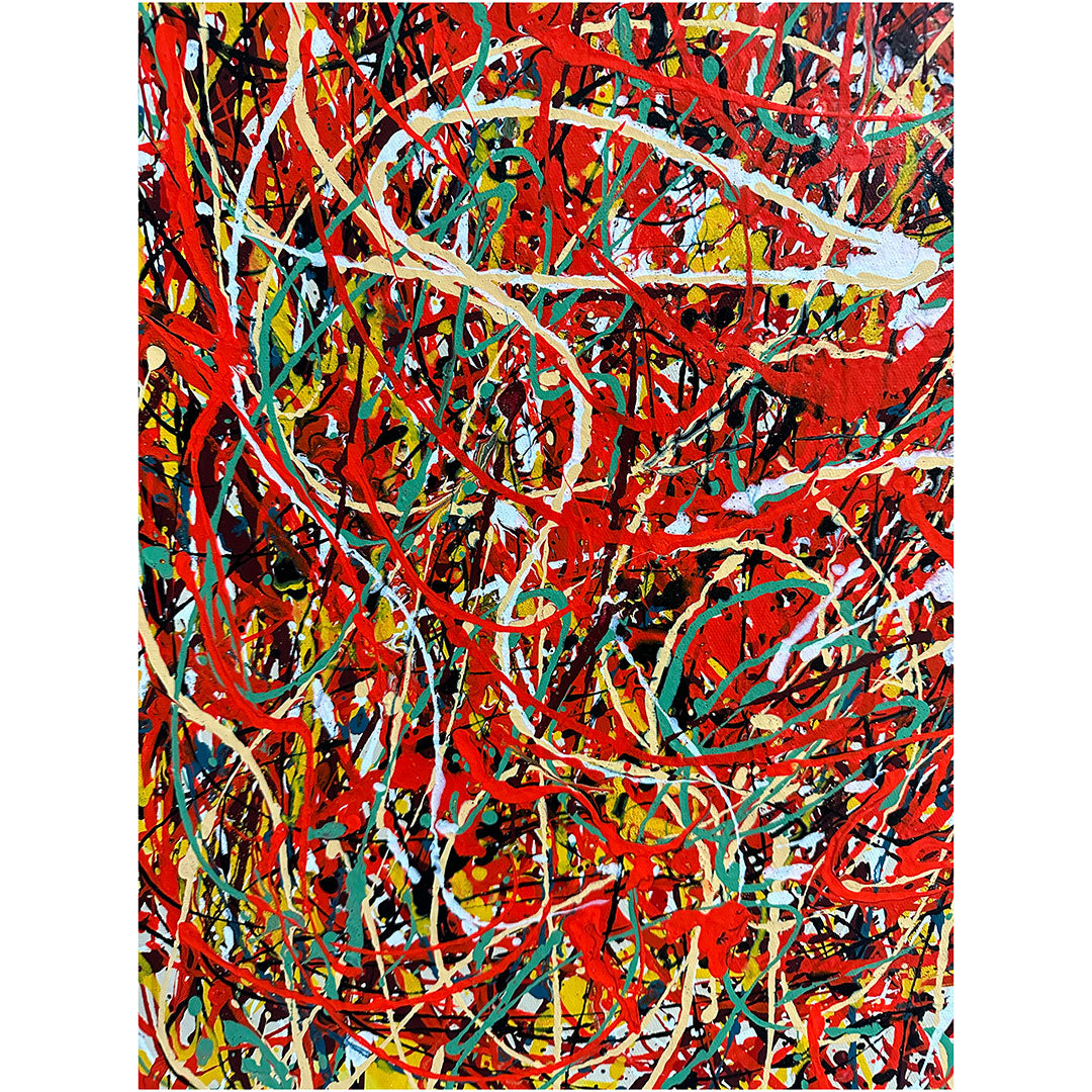 Vivid Abstract Red Oil Painting with Dynamic Energy and Texture