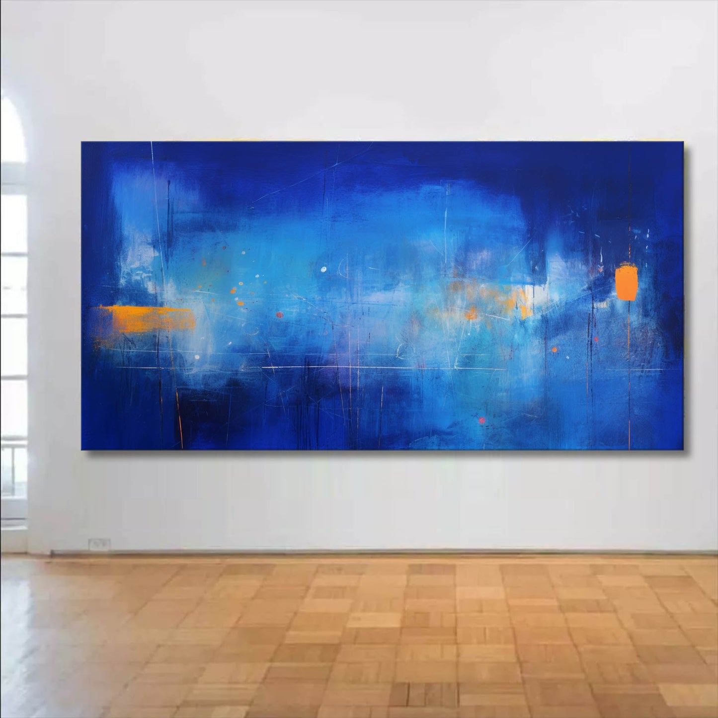 Vibrant Blue Abstract Oil Painting for Modern Home Décor