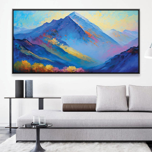 Vibrant Mountain Landscape Oil Painting for Modern Home Decor