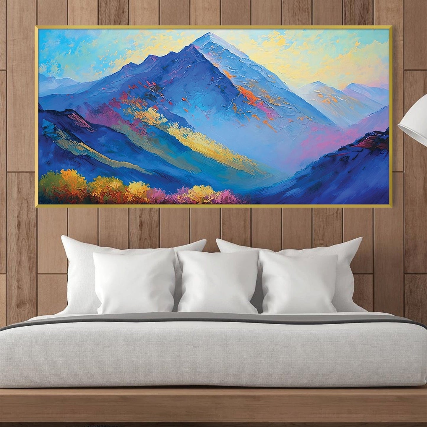 Vibrant Mountain Landscape Oil Painting for Modern Home Decor