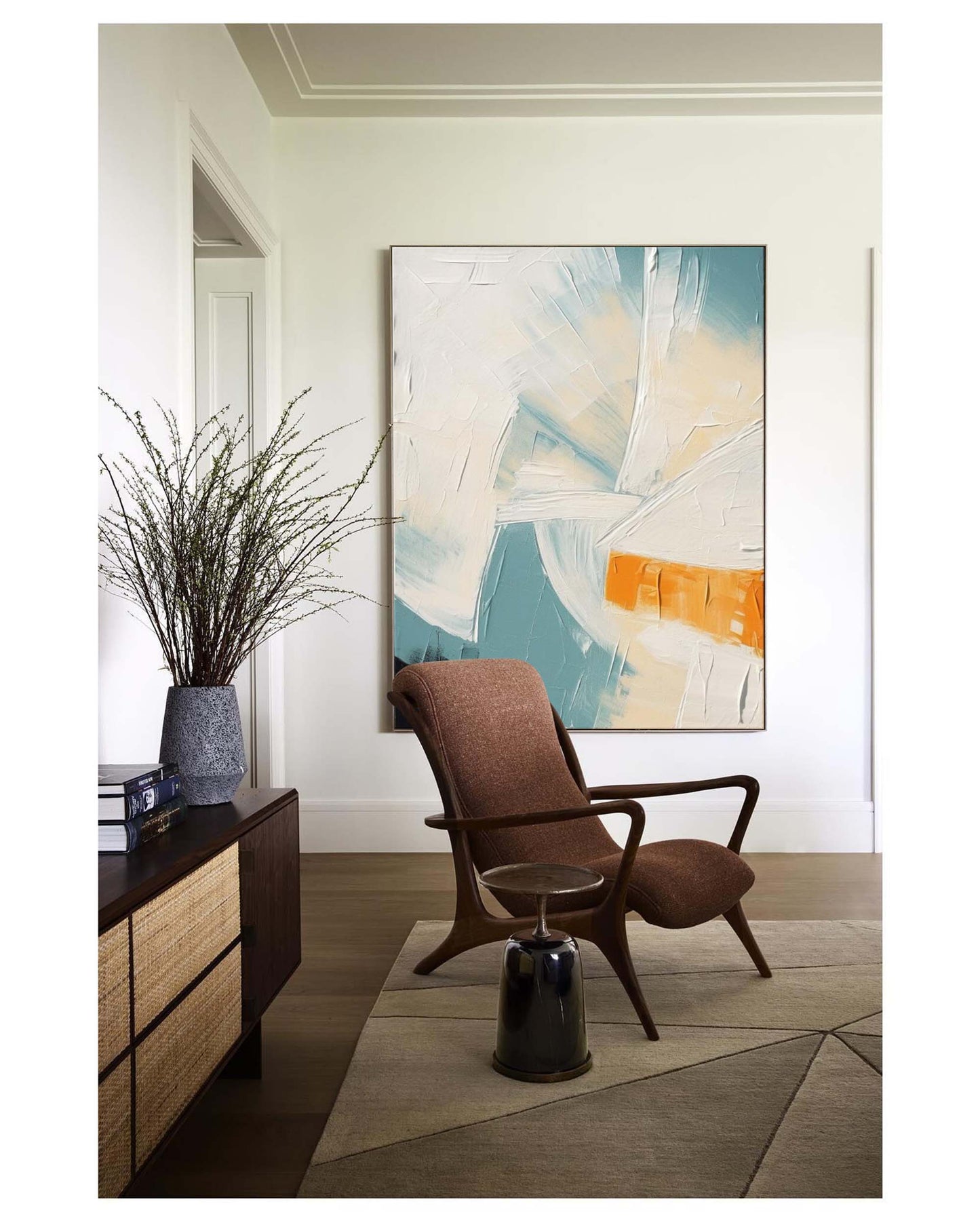 Abstract Contemporary Oil Painting with Soft Colors and Minimalist Design