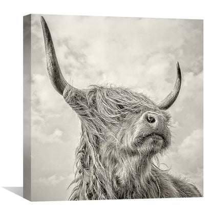 Majestic Highland Bull Oil Painting - Captivating Animal Wall Art for Home Decor
