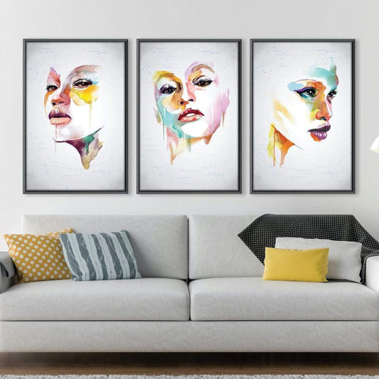 Colorful Abstract Portraits Canvas Art for Modern Home Decor