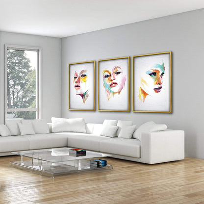 Colorful Abstract Portraits Canvas Art for Modern Home Decor