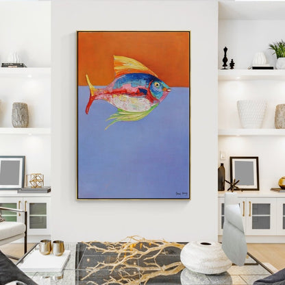 Vibrant Sea Life Oil Painting - Colorful Fish Art for Coastal Home Decor