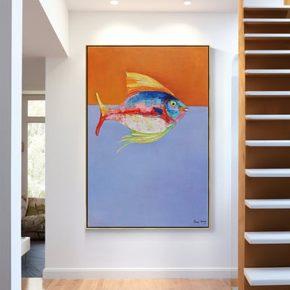 Vibrant Sea Life Oil Painting - Colorful Fish Art for Coastal Home Decor