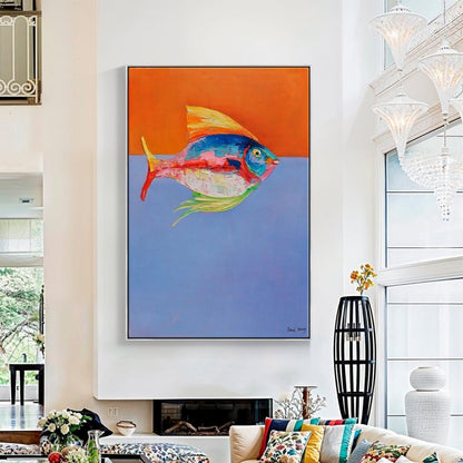 Vibrant Sea Life Oil Painting - Colorful Fish Art for Coastal Home Decor