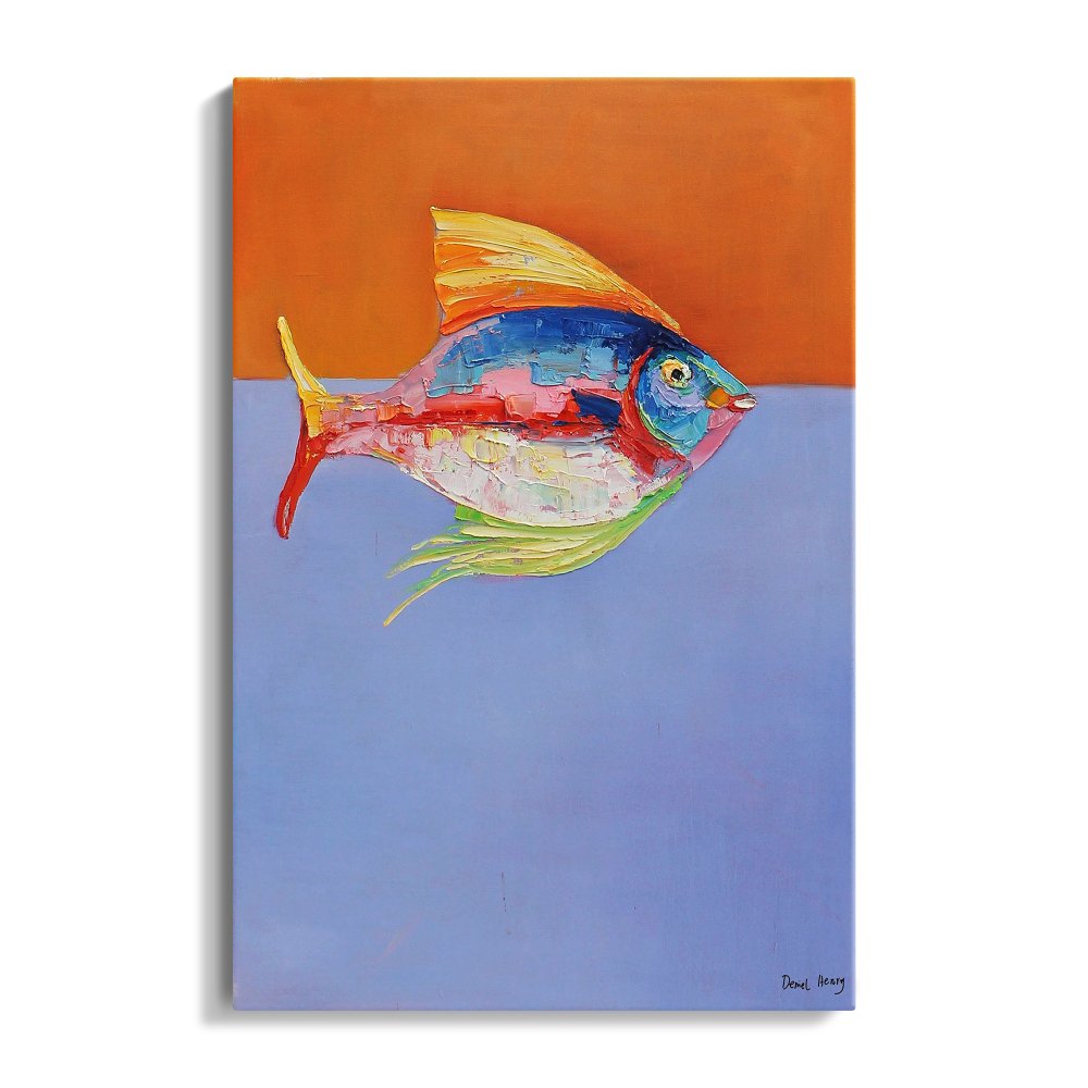 Vibrant Sea Life Oil Painting - Colorful Fish Art for Coastal Home Decor
