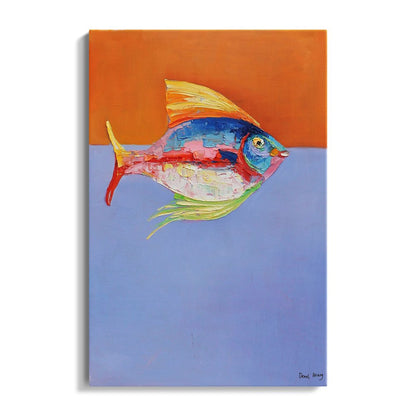 Vibrant Sea Life Oil Painting - Colorful Fish Art for Coastal Home Decor