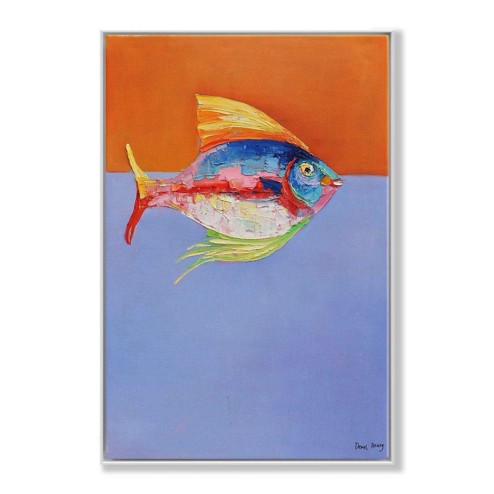 Vibrant Sea Life Oil Painting - Colorful Fish Art for Coastal Home Decor