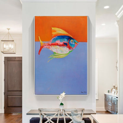Vibrant Sea Life Oil Painting - Colorful Fish Art for Coastal Home Decor
