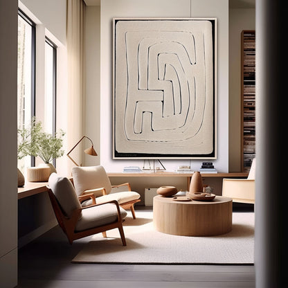 Contemporary Beige and Brown Abstract Oil Painting for Modern Home Decor