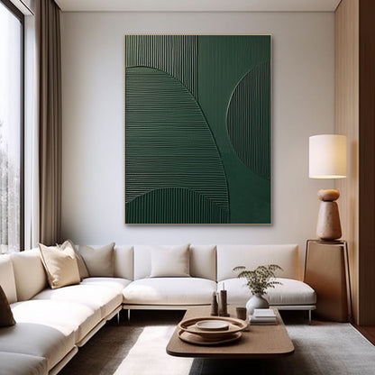 Serene Blue and Green Abstract Oil Painting for Modern Home Décor