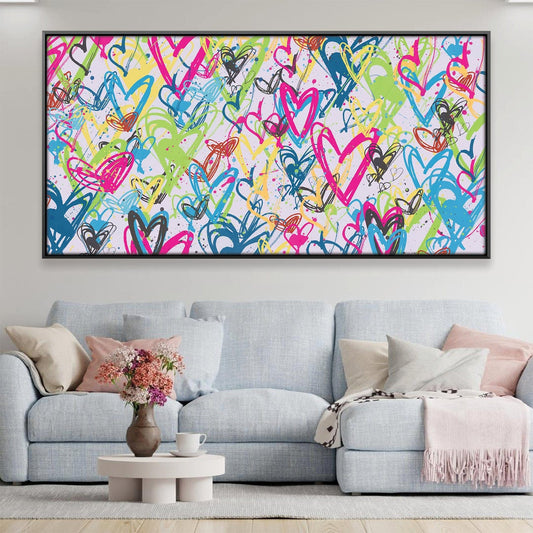 Colorful Heart Abstract Oil Painting for Modern Home Decor