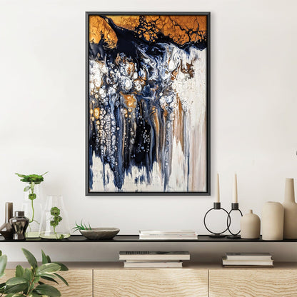 Abstract Dream Catcher Oil Painting with Ocean Waves and Golden Highlights