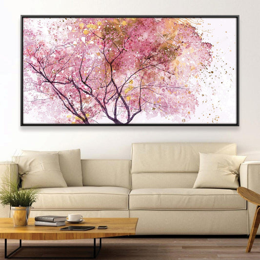 Cherry Blossom Dreamscape - Elegant Pink Floral Oil Painting for Home Decor