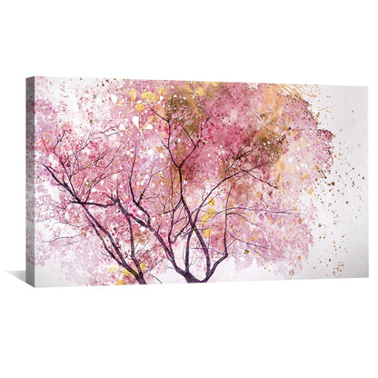Cherry Blossom Dreamscape - Elegant Pink Floral Oil Painting for Home Decor