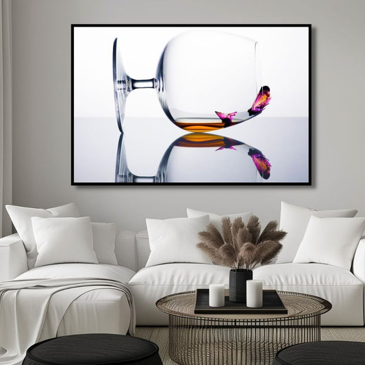 Vibrant Butterflies in Glass Art - Colorful Canvas Painting for Modern Decor