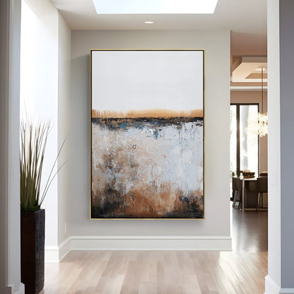 Abstract Landscape in Earth Tones - Modern Oil Painting for Home Decor