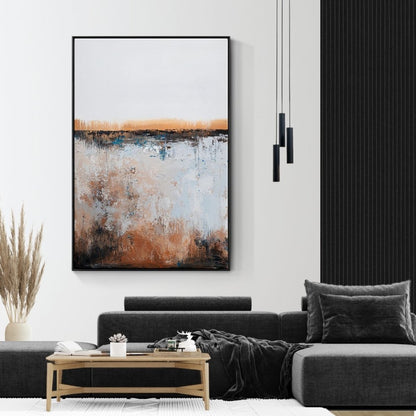 Abstract Landscape in Earth Tones - Modern Oil Painting for Home Decor