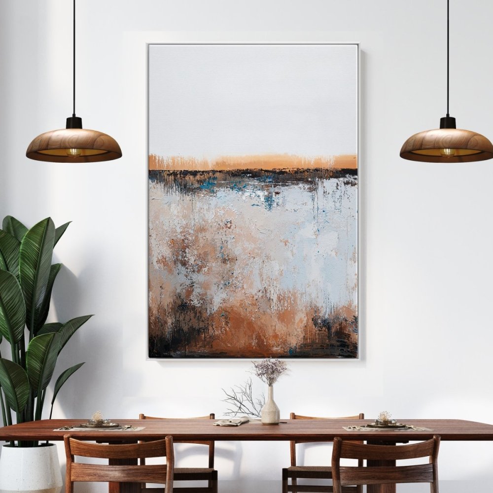 Abstract Landscape in Earth Tones - Modern Oil Painting for Home Decor