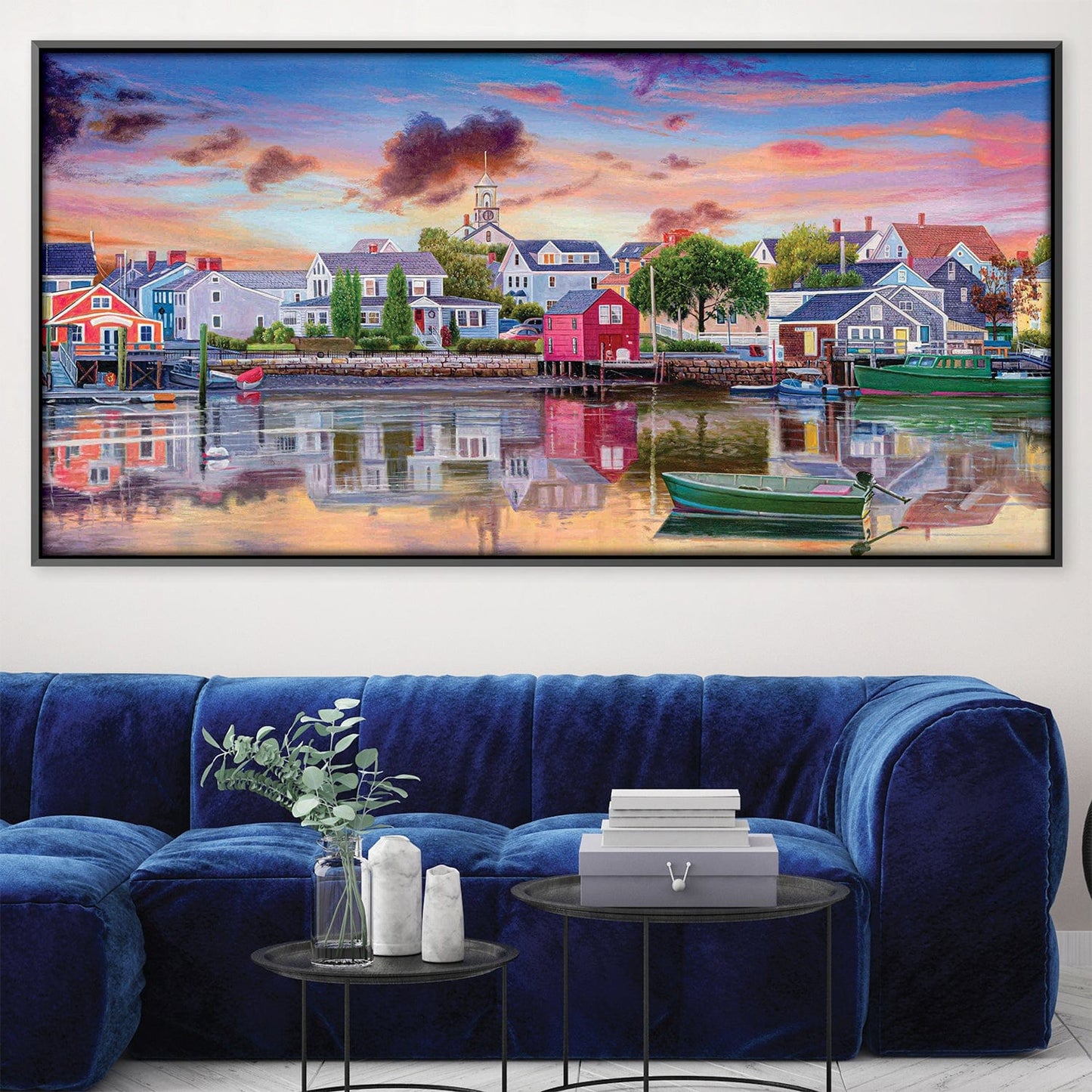 Tranquil Lakeside Sunset: Serene Oil Painting of Waterfront Reflections