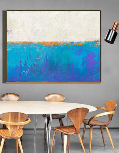 Vibrant Blue Seascape Abstract Art for Coastal Home Decor