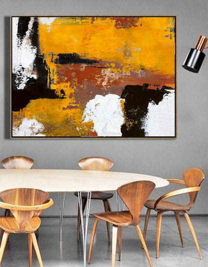 Vibrant Burnt Orange Abstract Oil Painting for Modern Home Decor