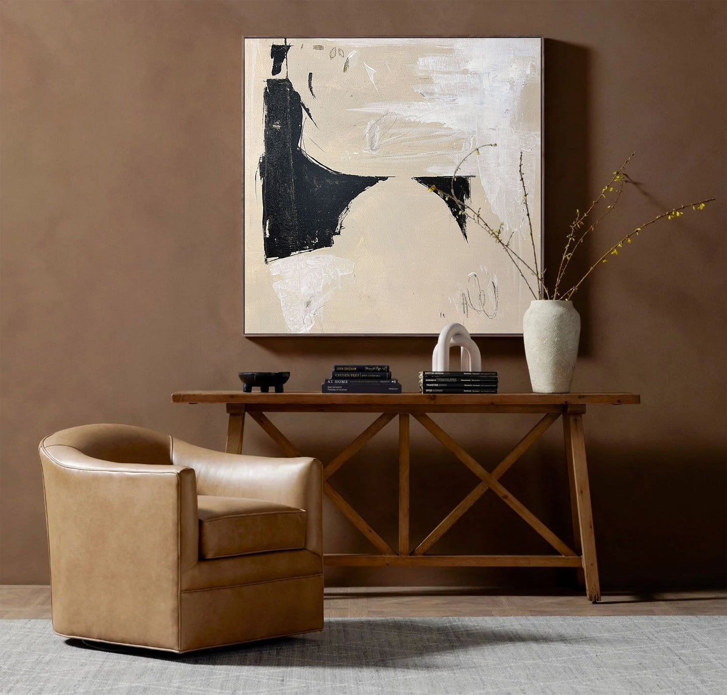 Elegant Minimalist Abstract Oil Painting for Modern Home Decor