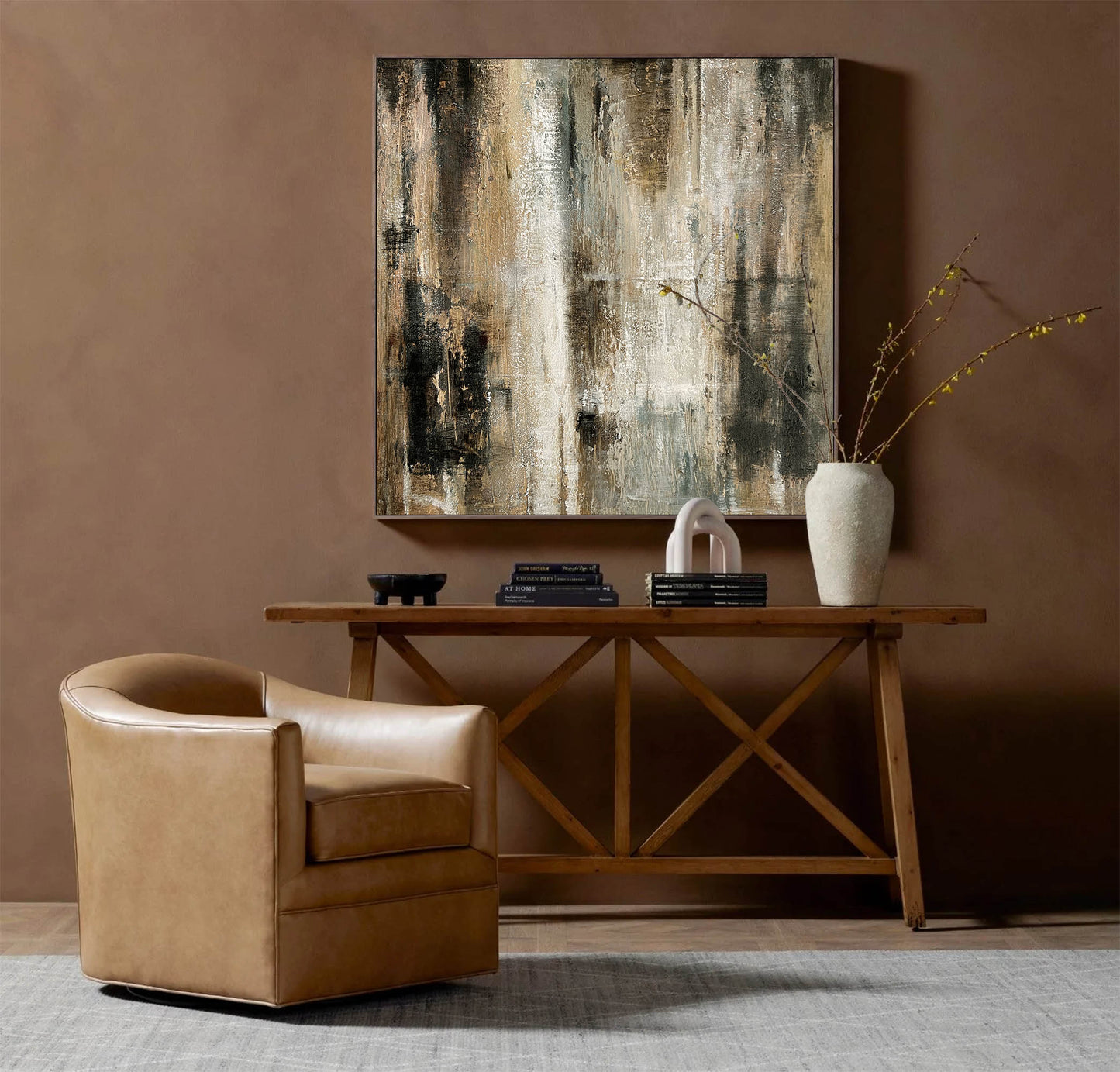Elegant Minimalist Abstract Oil Painting for Modern Home Decor