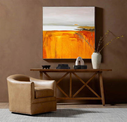 Vibrant Abstract Landscape Oil Painting in Warm Tones for Modern Art Lovers