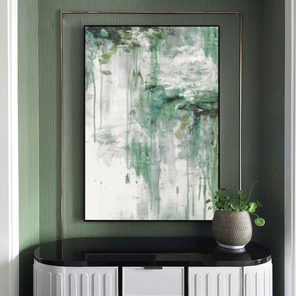 Serene Green Abstract Landscape Oil Painting for Modern Home D√©cor