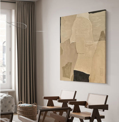 Elegant Minimalist Abstract Oil Painting in Neutral Tones for Modern Home Decor