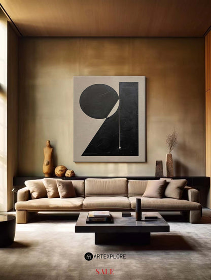 Contemporary Black and White Abstract Oil Painting for Modern Home Decor