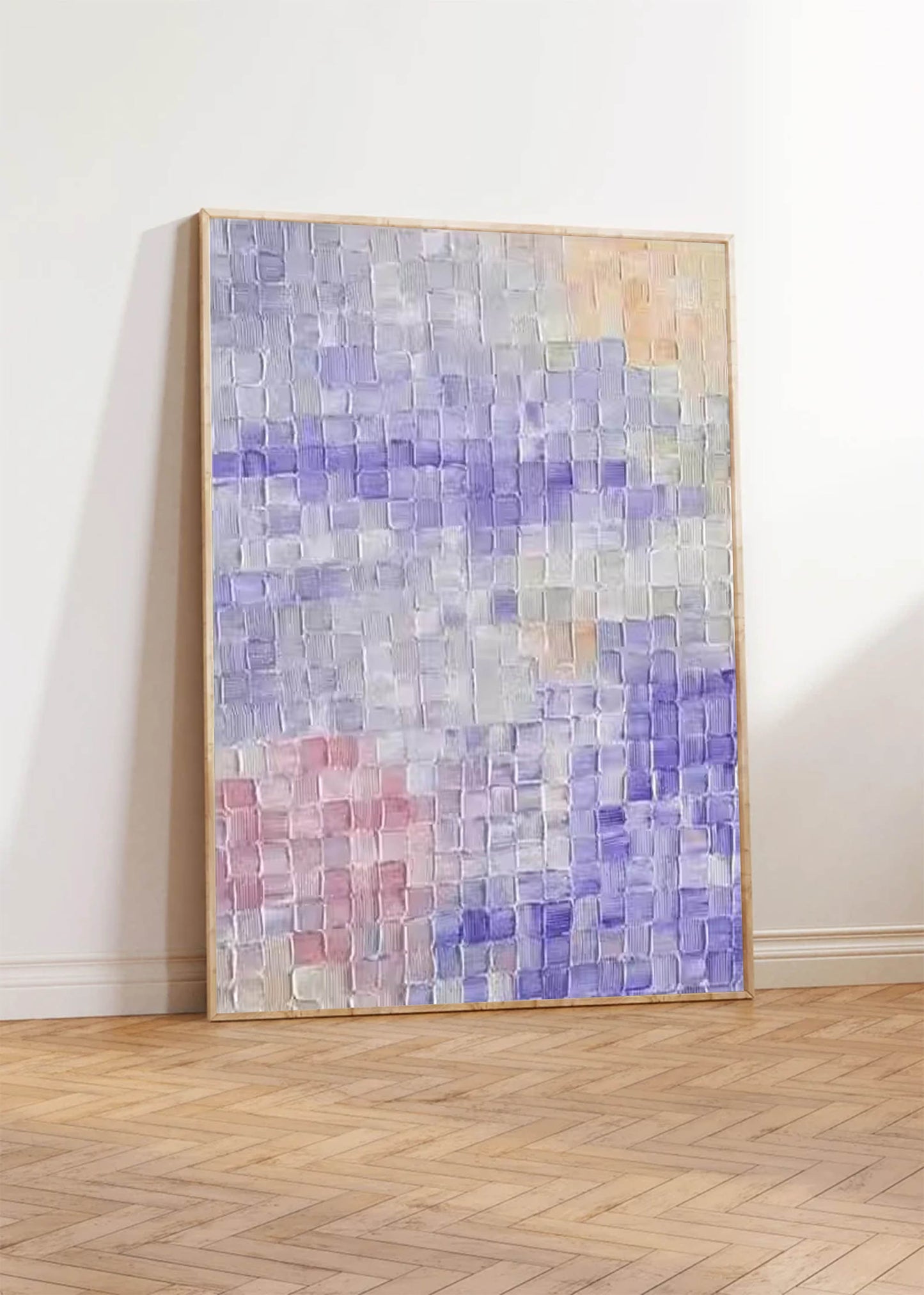 Serene Abstract Oil Painting in Soft Lavender and Pastel Hues for Modern Decor