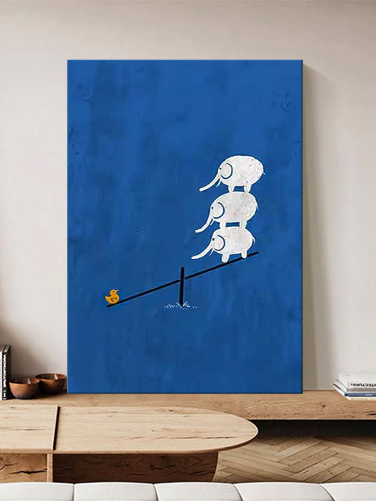 Whimsical Elephant Balance Art for Modern Minimalist Home Decor