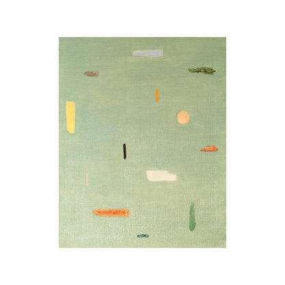 Minimalist Modern Green Abstract Peaceful Color Accent Oil Painting