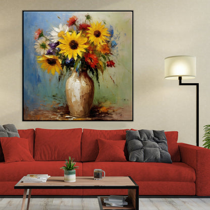 Vibrant Sunflower Bouquet Oil Painting for Modern Home Decor