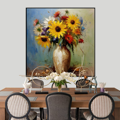 Vibrant Sunflower Bouquet Oil Painting for Modern Home Decor