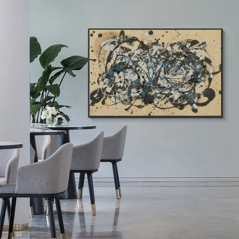 Abstract Blue and Black Ripples - Contemporary Oil Painting for Modern Home Decor