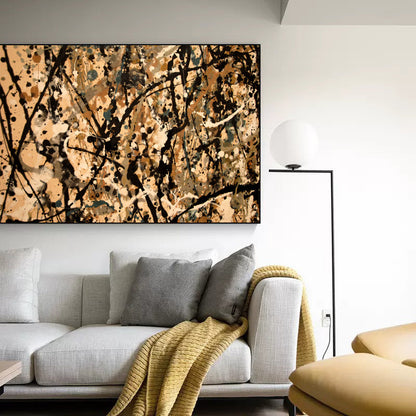 Abstract Black and Gold Oil Painting for Modern Home Decor