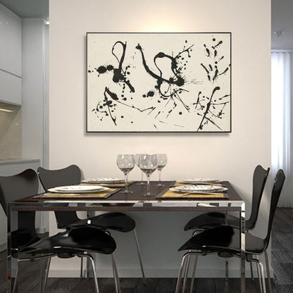 Abstract Black and White Oil Painting for Modern Home Decor