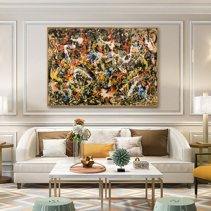 Vibrant Abstract Expressionism: Dynamic Oil Painting for Modern Home Decor