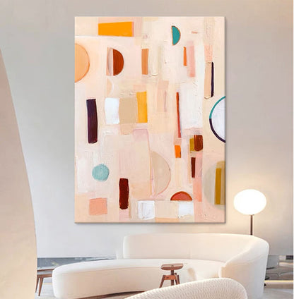 Abstract Geometric Oil Painting for Modern Home Decor and Art Lovers