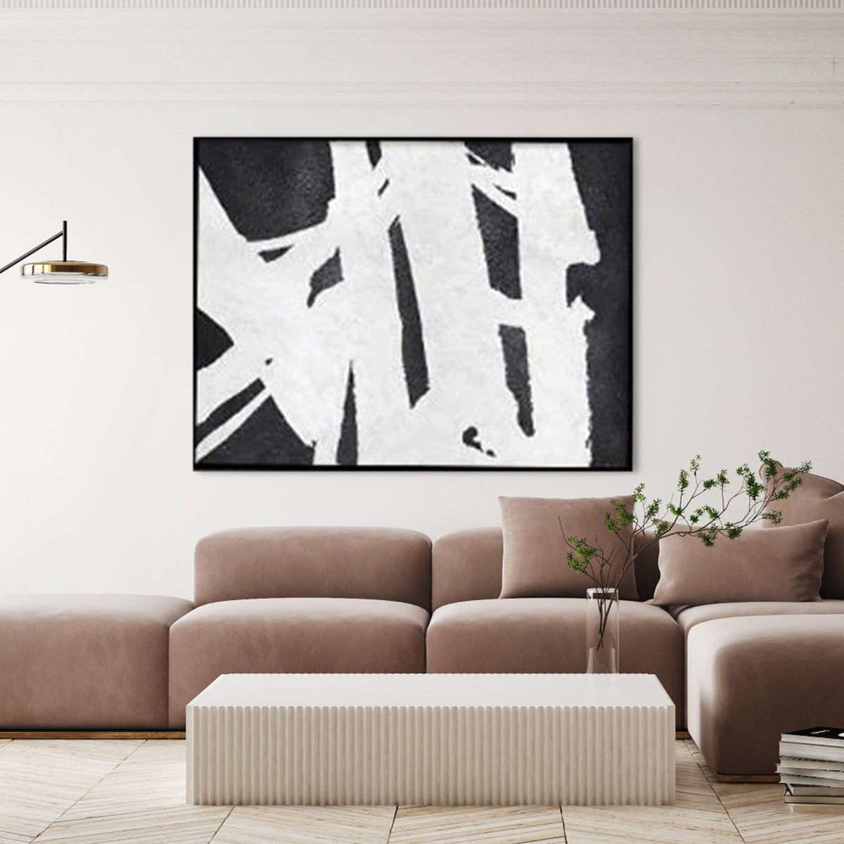 Dynamic Abstract Oil Painting: Bold Monochrome Earth Power Art for Modern Spaces