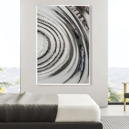 Abstract Silver and Black Oil Painting for Modern Home Decor