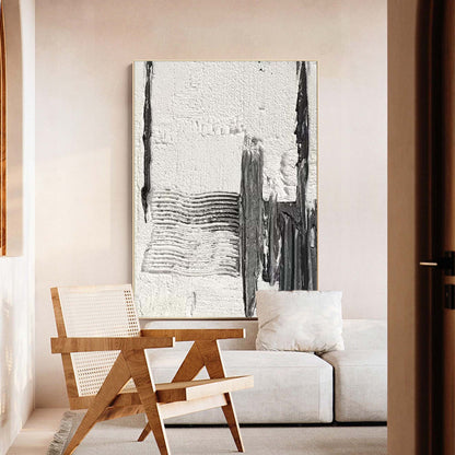 Contemporary Black and White Abstract Oil Painting for Modern Home Decor